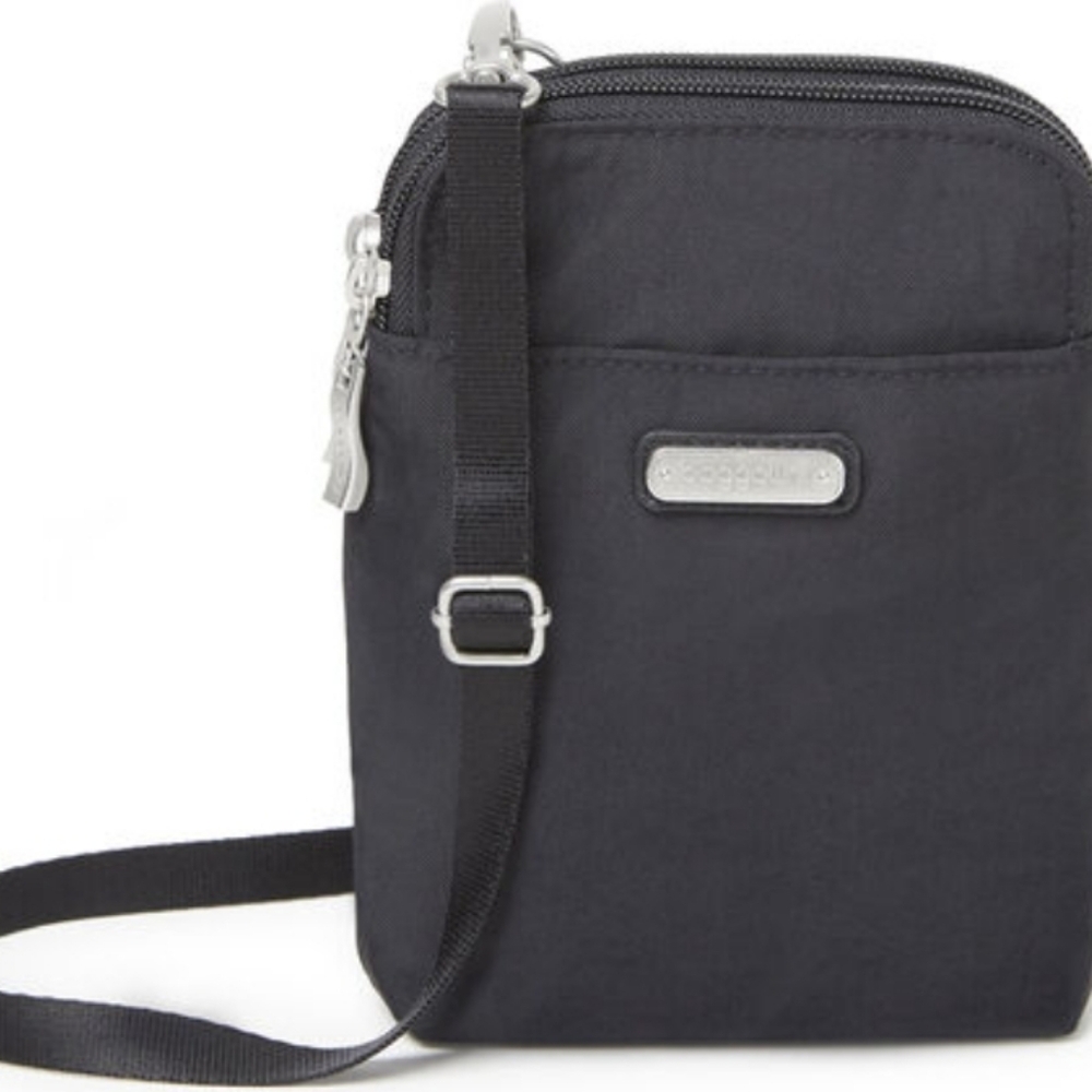 Baggallini Black Take Two Bryant Crossbody with Adjustable Strap, RFID-protected